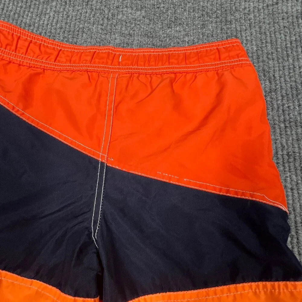 Nautica Boy Swim Trunks Shorts M (10/12) Orange Black US83 Colorblock Mesh Lined